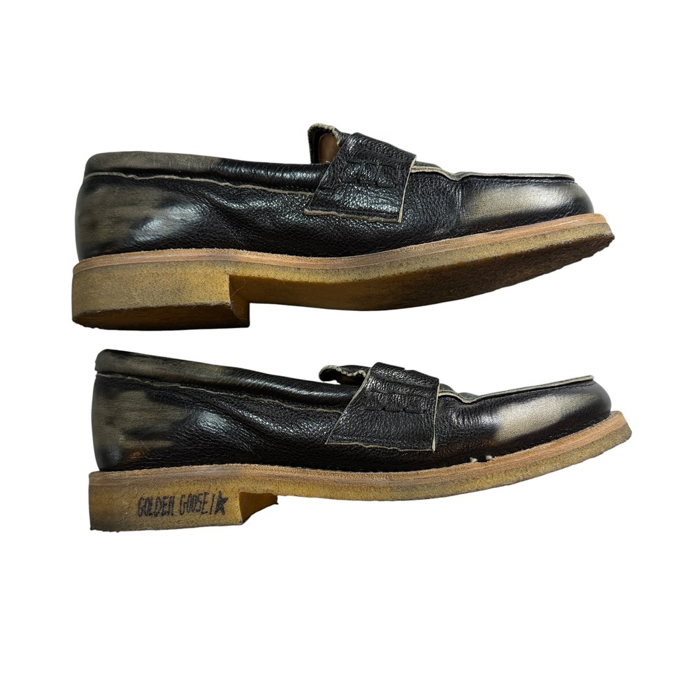 Golden Goose Jerry Leather Penny Loafer Size 41 Black Distressed Made in Italy - Picture 6 of 11
